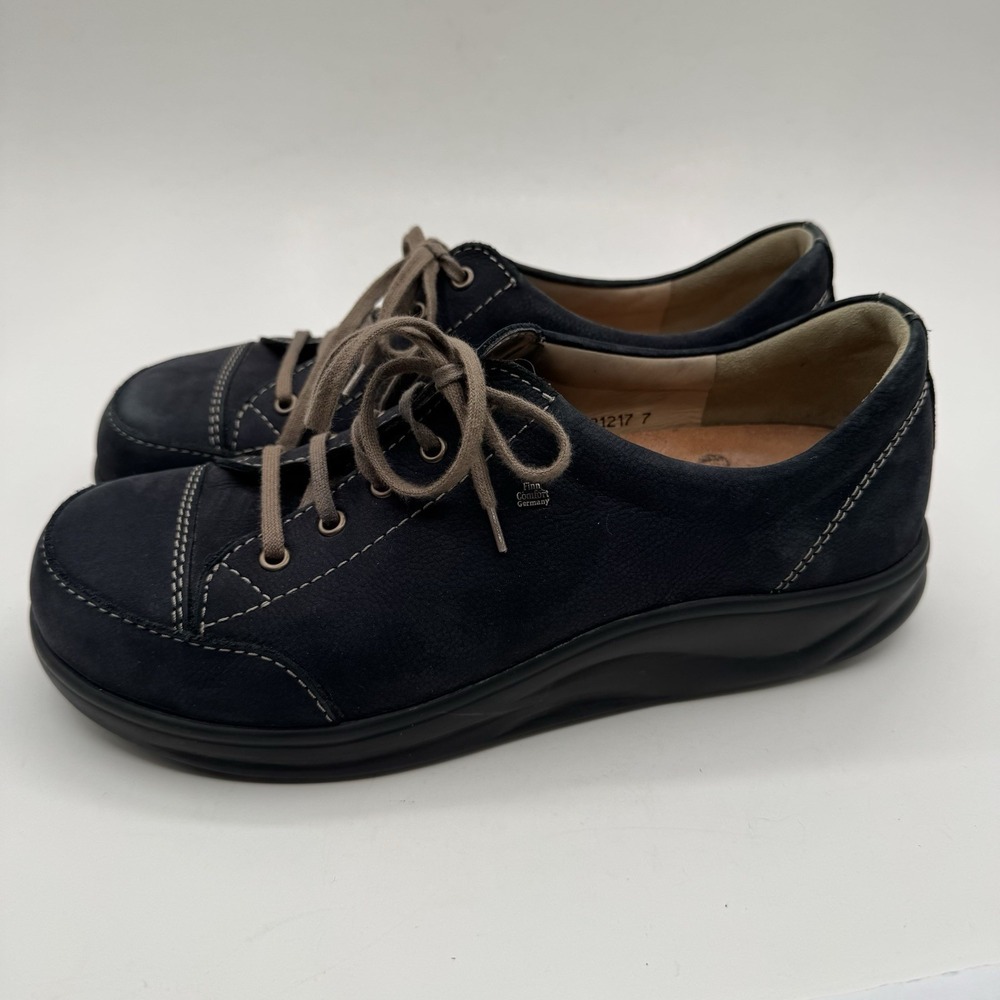 Finn Comfort Ikebukuro Comfort Sneaker Shoes UK 7.5 US 10 Black Leather Oxford